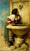 Leon Joseph Florentin Bonnat Roman Girl at a Fountain Sweden oil painting artist